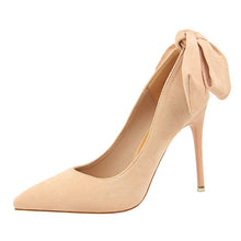 Load image into Gallery viewer, BIGTREE Elegant Crystal Pointed Toe Wedding Shoe Women&#39;s Pumps Solid Flock Fashion Buckle Shallow High Heels Shoes for Women