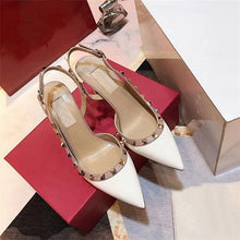 Load image into Gallery viewer, Women Party Shoes High Heels Spring Rivet Pumps Woman Pointed Toe Slip On Thin Heels Female Dress Back Strap Shoes Plus Size DE