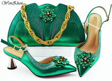 Load image into Gallery viewer, Fashion Women nice color Shoes And Bag Set To Match 7cm High Quality Italian Shoes With Matching Bags For Party! WENZHAN B93-2