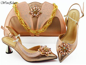Gold Wedding Shoe And Bag Set Women Shoes And Bag Set In Italy