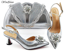 Load image into Gallery viewer, Fashion Women nice color Shoes And Bag Set To Match 7cm High Quality Italian Shoes With Matching Bags For Party! WENZHAN B93-2