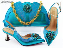 Load image into Gallery viewer, Fashion Women nice color Shoes And Bag Set To Match 7cm High Quality Italian Shoes With Matching Bags For Party! WENZHAN B93-2