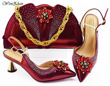 Load image into Gallery viewer, Fashion Women nice color Shoes And Bag Set To Match 7cm High Quality Italian Shoes With Matching Bags For Party! WENZHAN B93-2