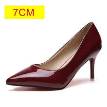 Load image into Gallery viewer, 2019 HOT Women Shoes Pointed Toe Pumps Patent Leather Dress  High Heels Boat Shoes Wedding Shoes Zapatos Mujer Blue White
