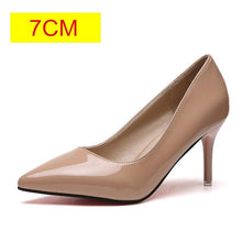 Load image into Gallery viewer, 2019 HOT Women Shoes Pointed Toe Pumps Patent Leather Dress  High Heels Boat Shoes Wedding Shoes Zapatos Mujer Blue White
